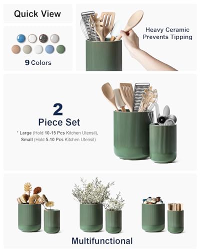 Utensil Holder for Kitchen Counter (Forest Green)