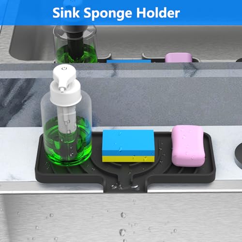Sponge Holder for Kitchen Sink (Black / 10"x 4")