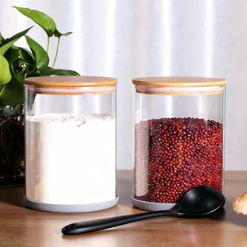 Set of 2 Large Glass Food Storage jar (5.9 IN - 2Pack)