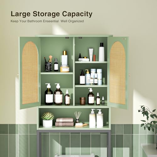 Rattan Toilet Storage Cabinet (Green)