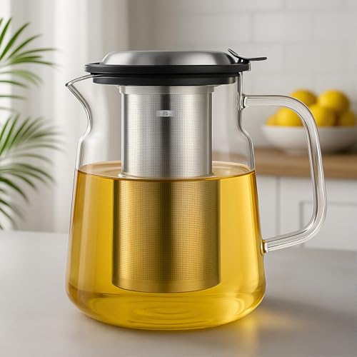57oz Glass Tea Pot with Infuser (57 fluid ounces without thermometer)