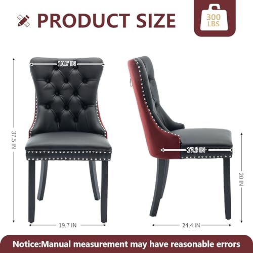 Red Velvet and Black PU Upholstered Dining Chairs Set of 6 (Black 2)