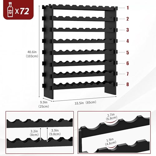 Bamboo Stackable Wine Rack (Black / 8-Tier)