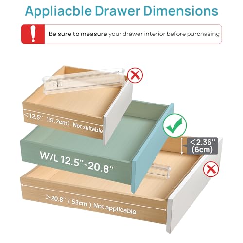 4 Pack Shallow Drawer Dividers (2.36" H, 12.5"-20.8" L)