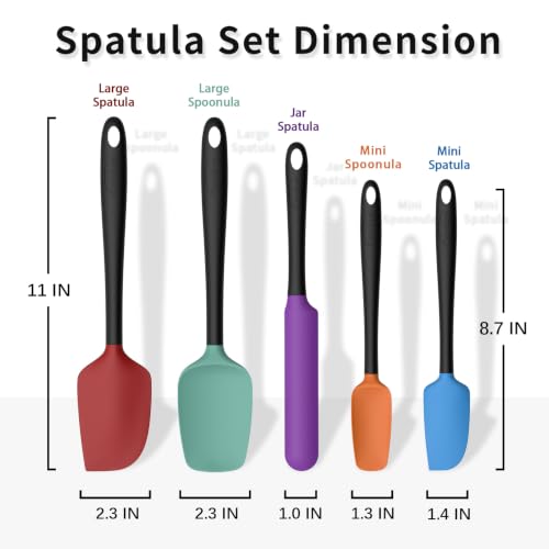 Silicone Spatula Set of 5 (Colorful B Black)
