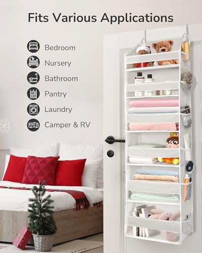 Over The Door Organizer with 6 Large Pockets 12 Side Pockets (Ivory / 1 Pack)