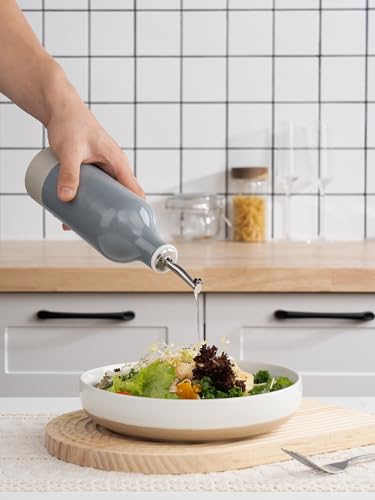 Ceramic Oil Dispenser Bottle (Dark Gray and Cinnamon Brown / 2 Pieces (Milkyway))