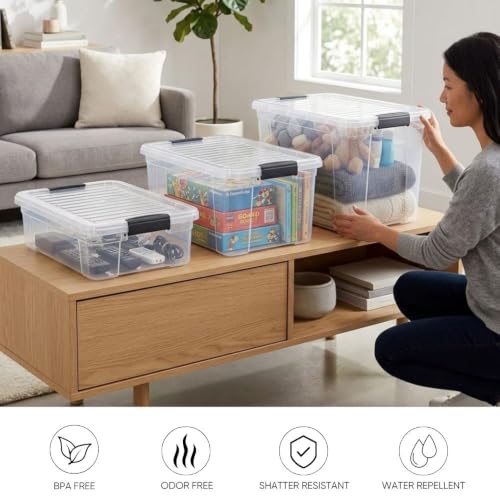 26.5 Quart Clear Plastic Storage Boxes with Lids (26 Quart)