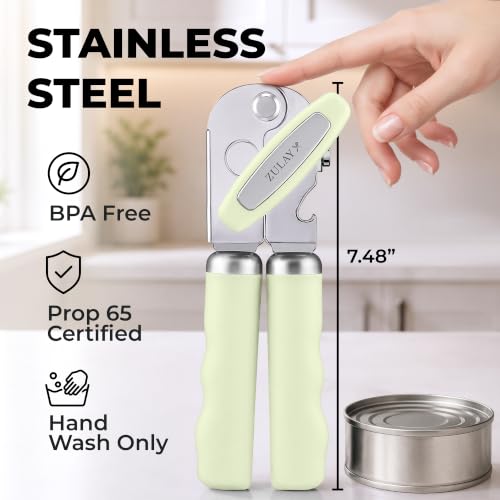 Stainless Steel Swing Open Manual Can Opener Comfortable Grip (Matcha Cream / Swing Open)