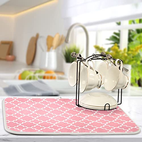 Super Absorbent Dish Drying Mat (Pink Moroccan / 18" x 24")