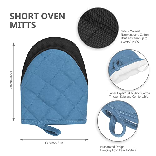 1 Pair Short Oven Mitts (Bule)