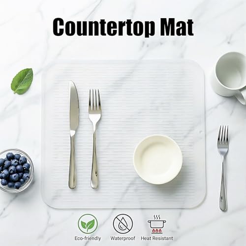 Silicone Dish Drying Mat for Multiple Usage (Translucent / 18"L x 16"W)