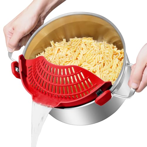 Pot Strainer Clip on Silicone (Red / Large 10.45 x 4.33 in)