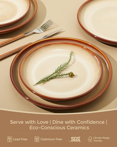 Ceramic Dinnerware Sets for 8 (Brown Yellow / Set (24pcs))
