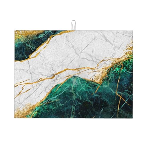 Marble Green Dish Drying Mat 18x24 for Kitchen Counter (24" x 18")