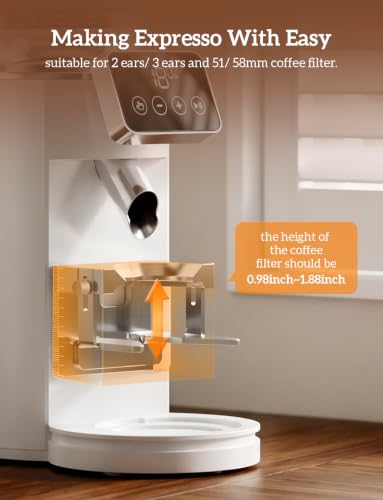 Stainless Steel Espresso Grinder with Portafilter Holder (White)