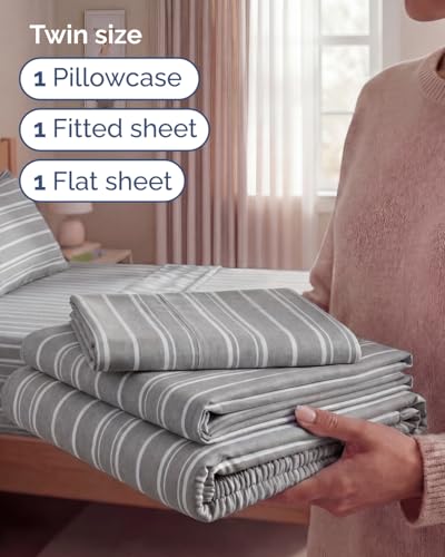 Twin Size 3 Piece Sheet Set (41 - Grey Stripes 3 / Twin)