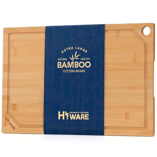 Extra Large 18" x 12" Bamboo Cutting Board for Kitchen (Natural / 18"L x 12"W)