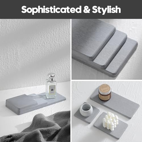 3PCS Bathroom Sink Vanity Trays (3 Pack - Light Gray / 9" x 3.5")