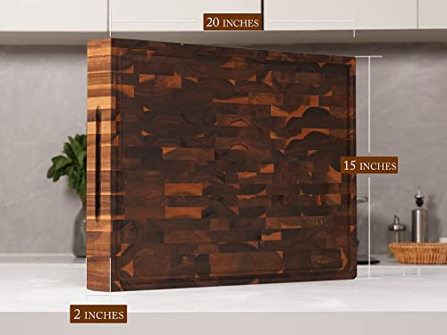 X Large Walnut Wood End Grain Cutting Board 20x15x2" Butcher Block