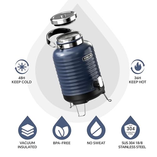 Insulated Beverage Dispenser 1.4gal (Blue for camping / 179.2 Ounces)