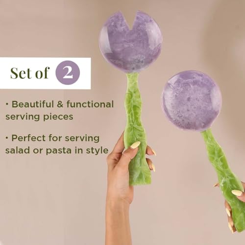Lavender Sage Resin Salad Servers Set of 2 (12 inches / Lavender & Sage)