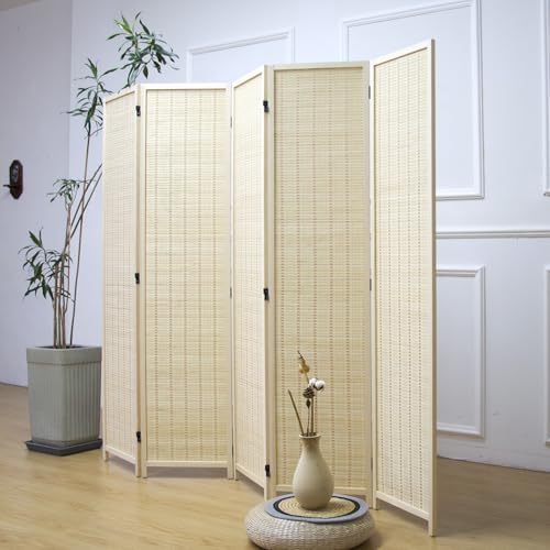 5 Panel Bamboo Room Divider (Beige / 5 Panel)