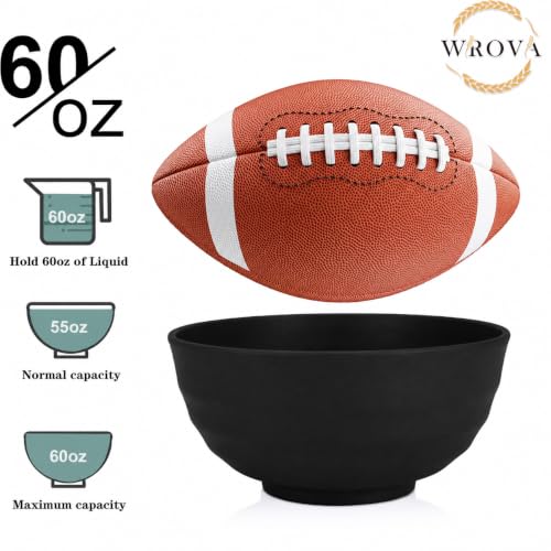 Large Cereal Bowls Set of 6 (60 oz / Black & Gray)