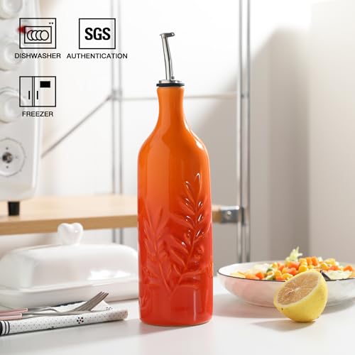 Sweejar Ceramic Olive Oil Dispenser Bottle (Gradient Orange / 24 oz, Set of 1)