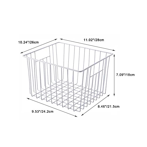 Freezer Wire Storage Organizer Basket (White / 11"L x 10"W x 7"H)