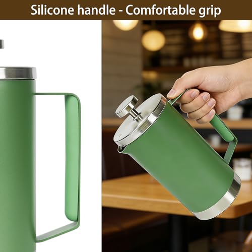 Green 600ml French Press Coffee Maker (20 oz / Green)