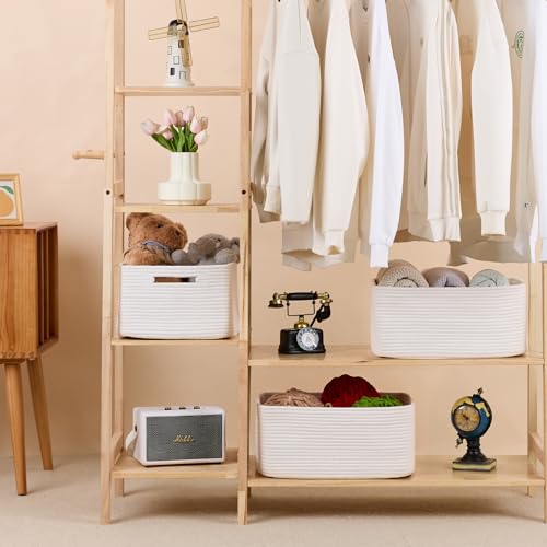 Large Storage Baskets for Organizing (4pcs-L17×W13×H7.5" / Off White)