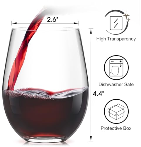 Stemless Wine Glasses Set of 12 (Set of 12-15oz)