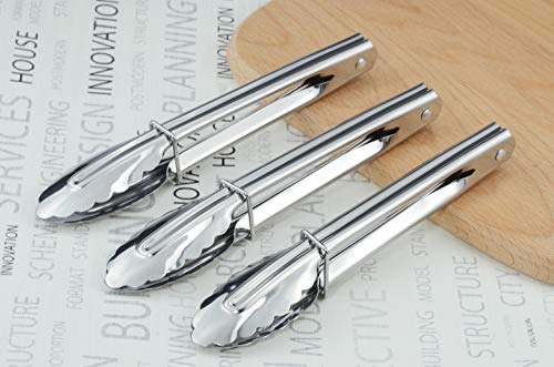 Mini Stainless Steel Serving Tongs Small Tongs Set (7" 7" 7")