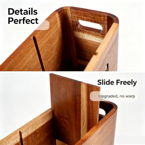Wooden Kitchen Utensil Holder Organizer for Counter or Countertop (Acacia / 4 Compartment)