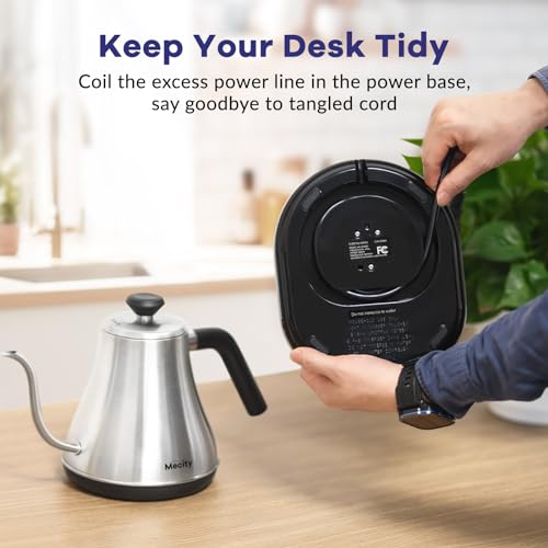 Electric Gooseneck Kettle With LCD Display Automatic Shut Off Retro Coffee Kettle Temperature Control Hot Water Boiler to Pour Over Tea (Stainless Steel)
