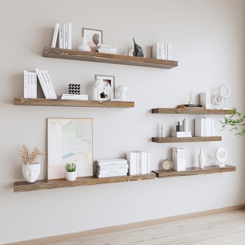 60 Inch Floating Shelves (Black Walnut / 60'' x 8''x 2''(set of 2）)