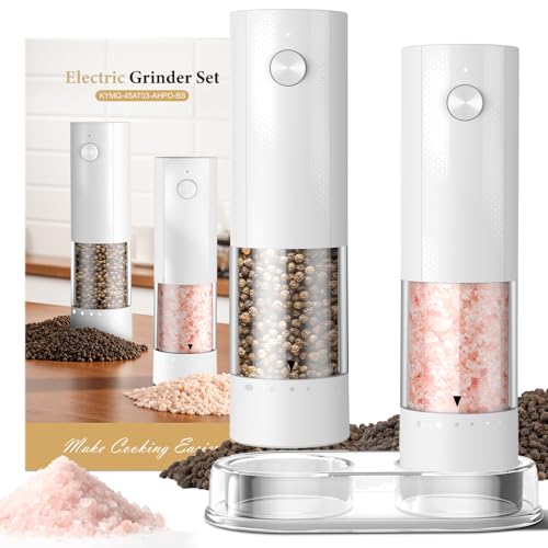 Electric Salt and Pepper Grinder Set (White/White)