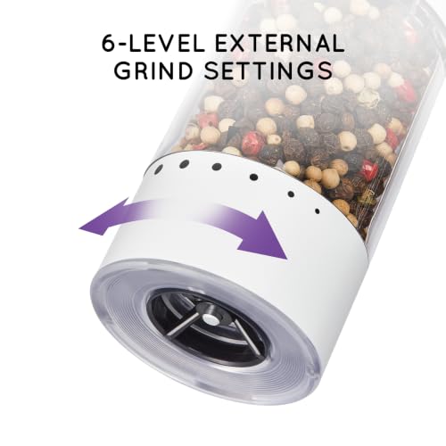 Rechargeable Electric Salt and Pepper Grinder Set with Charging Base (Set of 2 with Charging Base / Black/White)