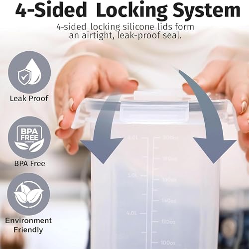 2 Pack (6.3L / 213OZ) EXTRA Large Airtight Food Storage Cereal Containers for Bulk Food Storage BPA-Free Plastic Container, Pantry Organization and Canister for Rice, Pasta, Sugar & Flour (Black)