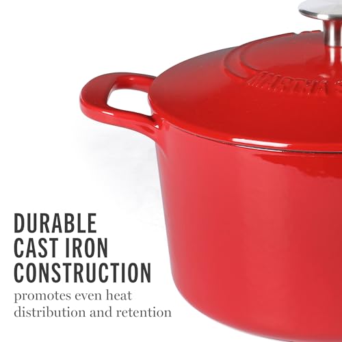 Gatwick 4 Quart Enamel Cast Iron Dutch Oven (Red / 4-Quart)