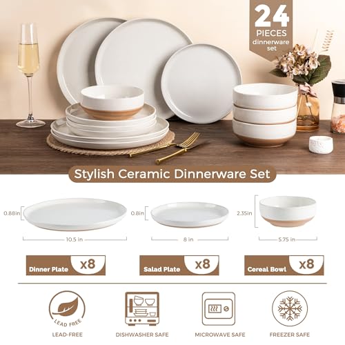 Dinnerware Sets for 8 (Light Beige / Service For 8(24Pcs))