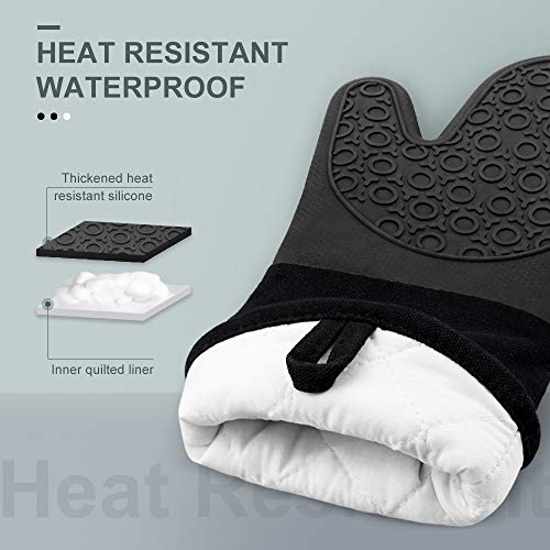 Silicone Oven Mitts (Black / 13.8in Oven Mitts)