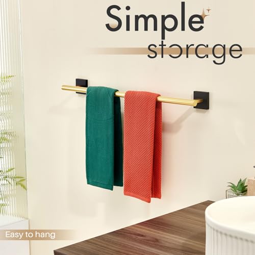 Bathroom Towel Bar Bath Towel Holders for Toilet Kitchen Cabinet Wall Mount 24 Inch Black with Gold Stainless Steel B4005GDK (Black Gold / 24-Inch)