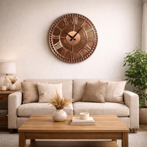 Handmade Copper Wall Clock Artisan Touch in Every Piece (Antique Copper / 17.7)