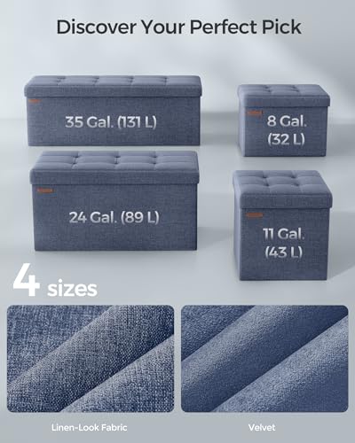 43.3 Inches Folding Storage Ottoman Bench (Misty Blue / 15"D x 43"W x 15"H (without Flipping Lid))