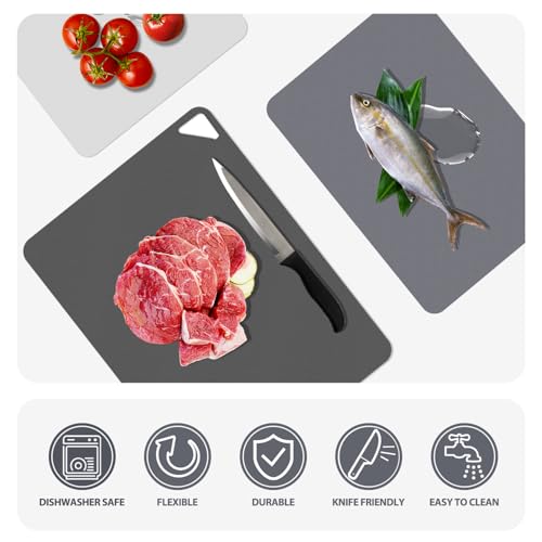 Flexible Plastic Cutting Boards for Kitchen (Multi Grey - S&M&L - 6)