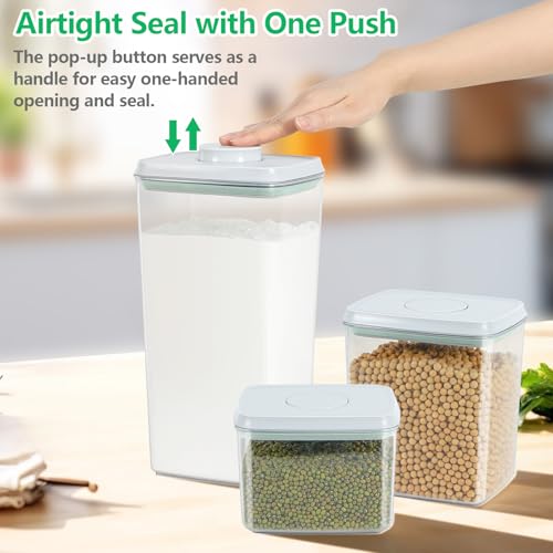 3 Pack Pasta Sugar Storage Containers with Pop (1.26+2.11+3.48Qt-Rectangle)