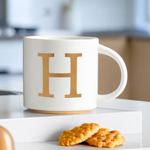 Monogram Ceramic Mugs (gold-H)