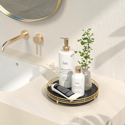 9 Inch Oak Lazy Susan Vanity Tray (Gold Black / 9)